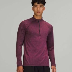 Lululemon Metal Vent 2.0 Half Zip in Rainforest Green / Pink Lychee, Size L